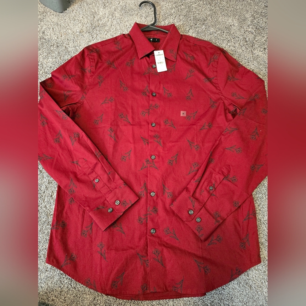 NWT Mens Express Red Floral Shirt